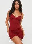 product Princess Polly Asymmetric Neckline  Sampson Mini Dress Burgundy