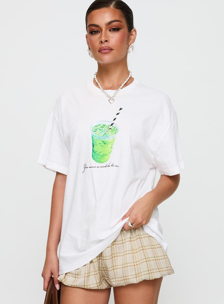 Love You So Matcha Graphic Top White