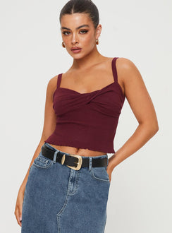 product Princess Polly Sleeveless Square Neck  Dalma Twist Top Wine