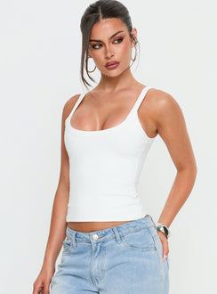 Kasper Cinched Longline Tank Top White