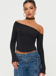 product Princess Polly Full Sleeves Asymmetric Neckline  Vito Cold Shoulder Top Black