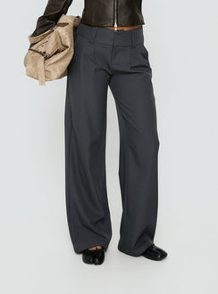 Showcasing Two Lovers Low Rise Pants Slate in womens-regular-pants with belt detail back view of model wearing Princess Polly