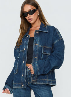 Kier Oversized Jeansjacke Dunkelblauer Waschung