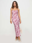 front view of model wearing Princess Polly Abeila Strapless Maxi Dress Pink Sweetheart Neckline 