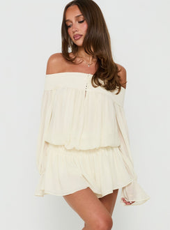 Annikah Off Shoulder Playsuit Cream