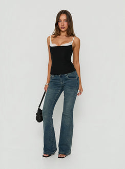 Renaissance Corset Lace Top Black / White