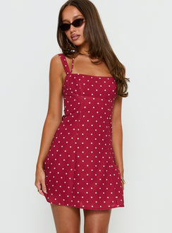 Kourtnae Halter Mini Dress Red Polka Dot