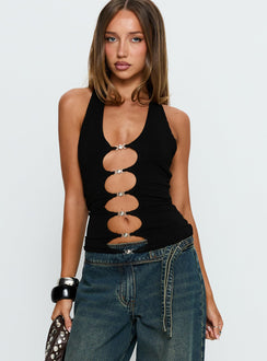 Sheelah Cut Out Sleeveless Top Black