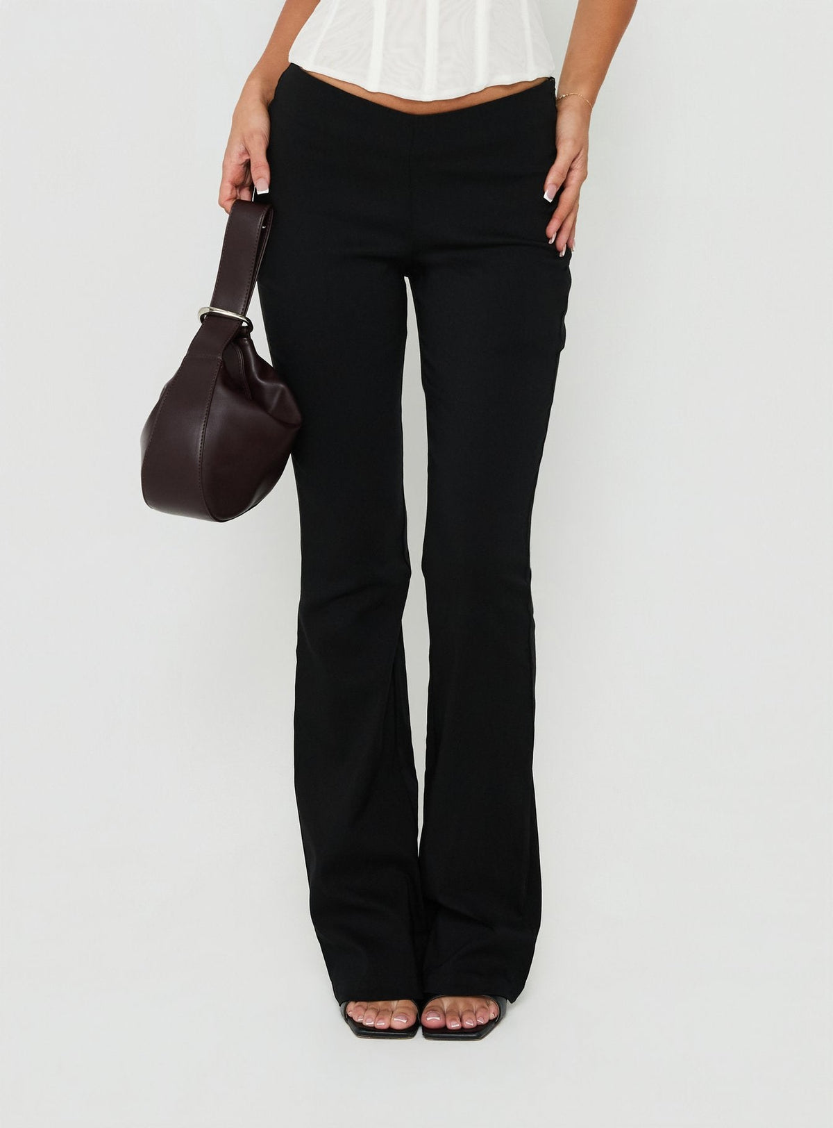 Zeni V Waist Bootleg Trousers Black