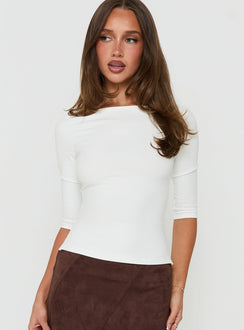 Daily Define Boatneck 3/4 Arm Oberteil Weiß