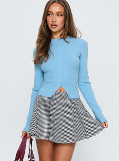   front view of model wearing Princess Polly Sohogirl Flowy Mini Skirt Black / White Gingham Mini Skirts 