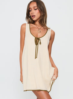 All My Loving Contrast Babydoll Mini Dress Cream