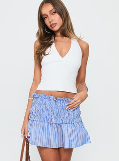 Othira Shirring Mini Skirt Blue Stripe
