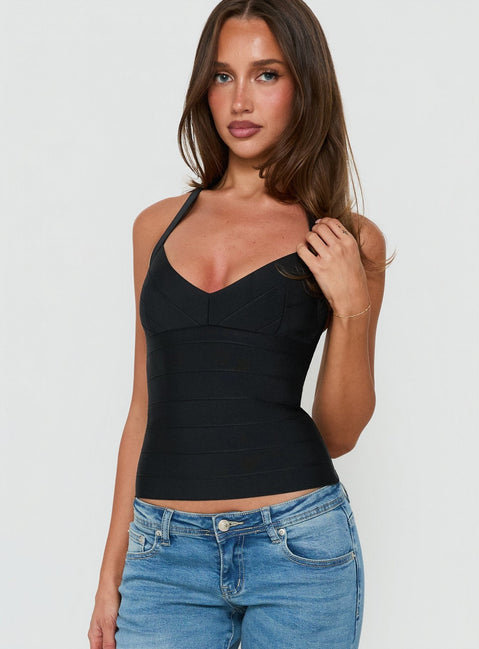 Sefina Bandage Neckholder Top Schwarz