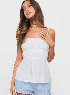 Rosecliff Ruched Longline Top Ivory