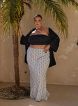 Mercer Linen Blend Maxi Skirt Black / White Curve Princess Polly  Maxi 