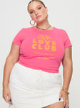 Thread Together Love Club Baby Tee Pink Curve
