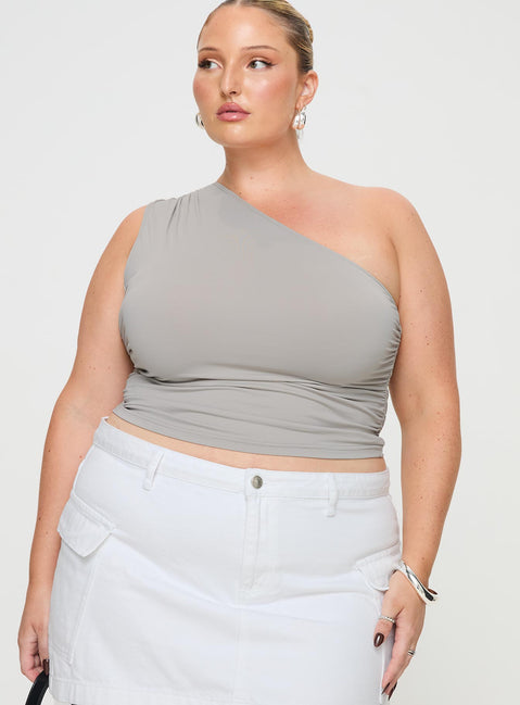 product Princess Polly Sleeveless Asymmetric Neckline  Annem One Shoulder Top Grey Curve
