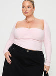 Pink Long sleeve top Ruched bust, open back