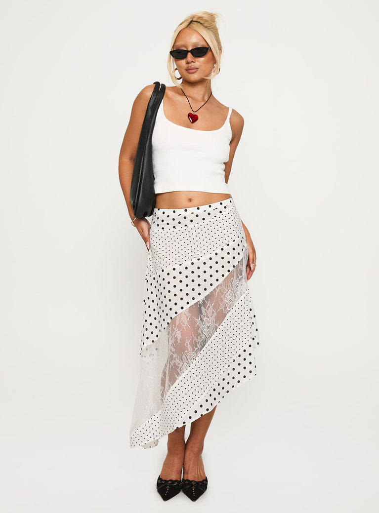 Rennar Maxi Skirt White / Polka Dot