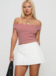 front view of model wearing Princess Polly Gigi Wrap Skort White Tall High Waisted Shorts 