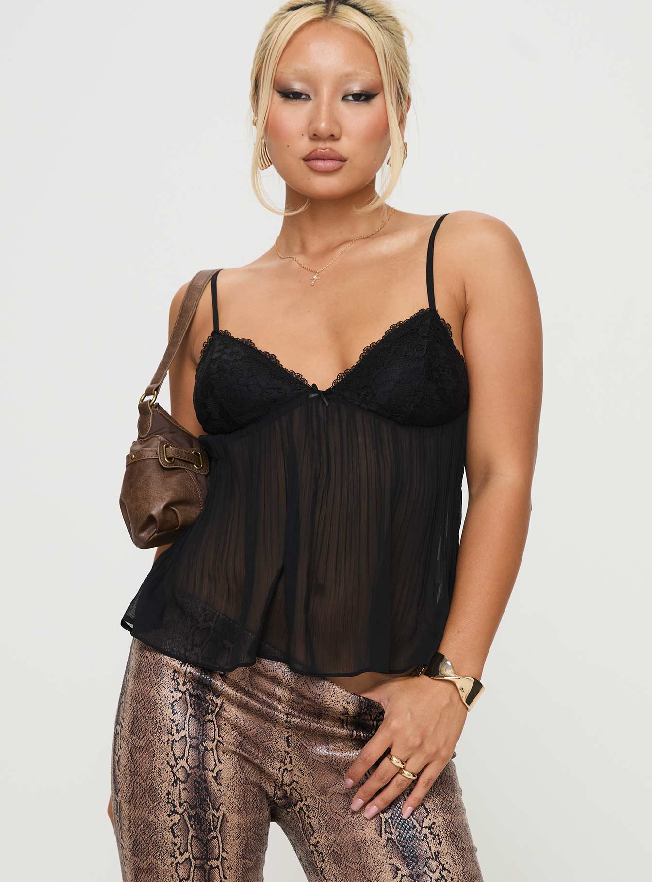 Zami Pleat Top Black | Princess Polly Zami Pleat Top Black | Princess Polly