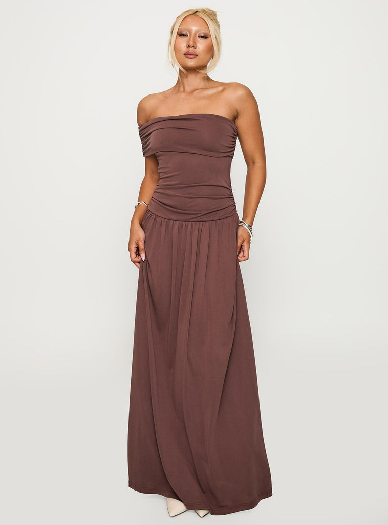 Decadence Strapless Maxi Dress Brown