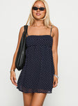 Ortega Mini Dress Navy Polka