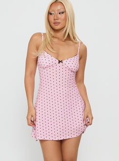 Sleep Schedule Sleep Mini Dress Pink Polka