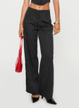 Princess Polly Mid Rise  Kimia Pants Black / White Pinstripe