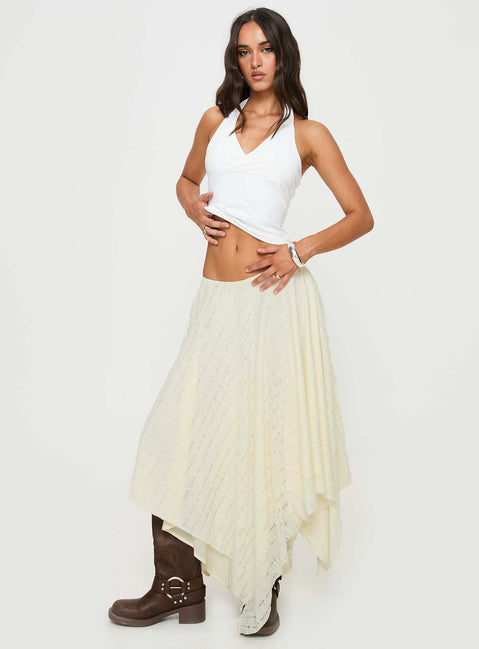   front view of model wearing Princess Polly Gratitude Midi Skirt Cream Midi Skirts 