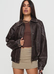 Jaxton Faux Leather Jacket Brown