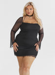 product Princess Polly High Neck  Bilbao Long Sleeve Mini Dress Black Curve