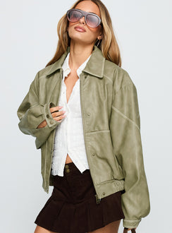 Jaxton Faux Leather Jacket Taupe