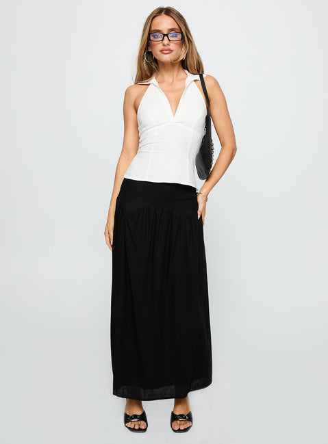   front view of model wearing Princess Polly Human Nurture Maxi Skirt Black Maxi 