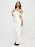 front view of model wearing Princess Polly Adoration Maxi Dress Cream Straight Neck 