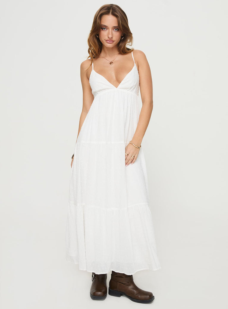 Maxi dress Adjustable shoulder straps, tie fastening at back Non-stretch, fully lined 