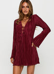 Malop Long Sleeve Mini Dress Burgundy