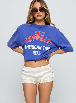 front view of model wearing Princess Polly Sun Will Rise Ruched Mini Short Cream Low Rise Shorts 