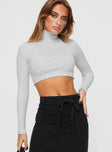 Long sleeve crop top High neck, ribbed knit-like material