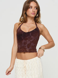 front view of model wearing Princess Polly Zyraelyn Top Multi Sleeveless Scoop Neck 