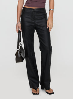 side view of model wearing Princess Polly Play The Tapes Pants Black 