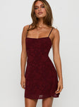 South Of France Mini Dress Burgundy