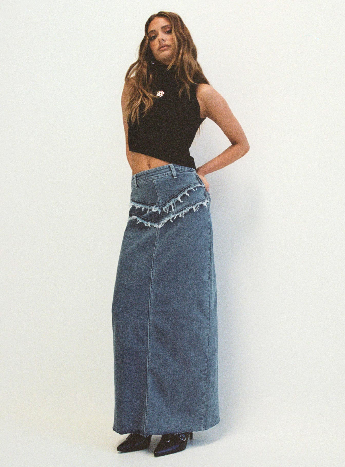 product Lune Denim Maxi Skirt Blue Princess Polly  Maxi 