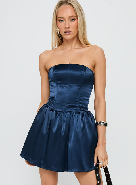 Forevermore Strapless Mini Dress Navy