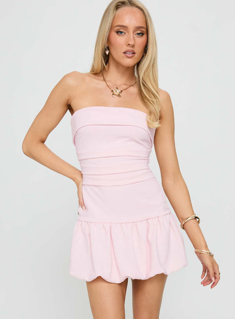 Mousse Strapless Mini Dress Pink