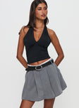   front view of model wearing Princess Polly Simulations Pleated Mini Skirt Grey Mini Skirts 