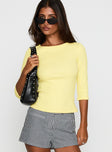 Elaia 3/4 Sleeve Top Yellow