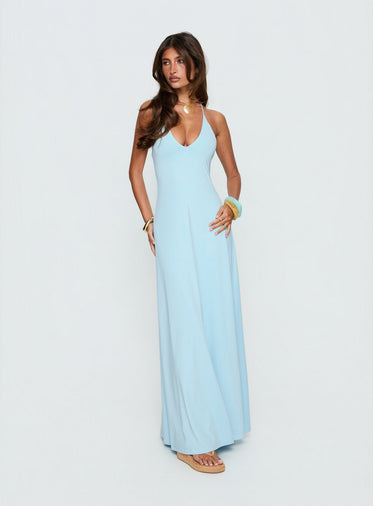 princess polly baby blue dress Lauren Ralph Lauren FLORAL BEADED TULLE GOWN - Maxi dress - blue  multi/multi-coloured main image 1