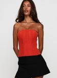 Moneypenny Strapless Top Orange